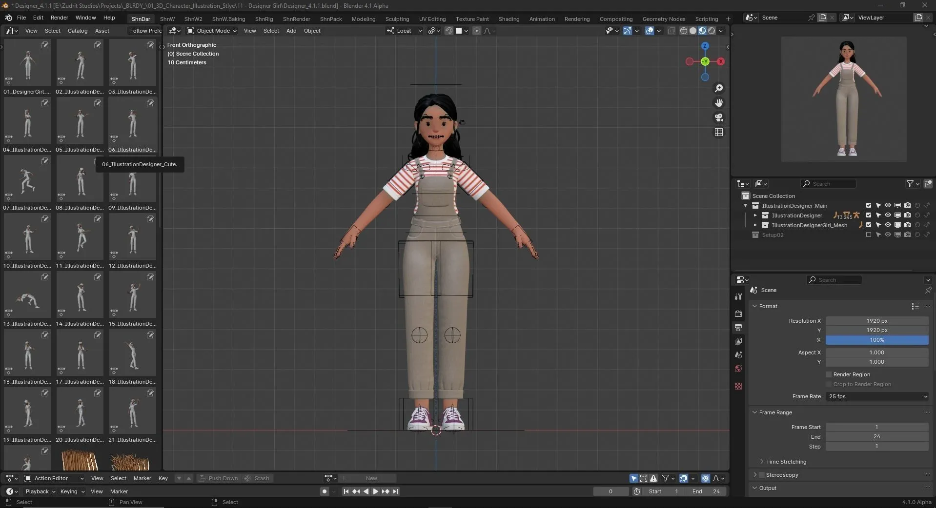 Designer Girl Woman - Rigged in Blender with advanced face and body rigging system (Auto Rig Pro)